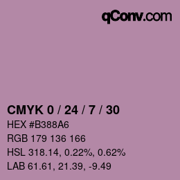 Farbcode: CMYK 0 / 24 / 7 / 30 | qconv.com