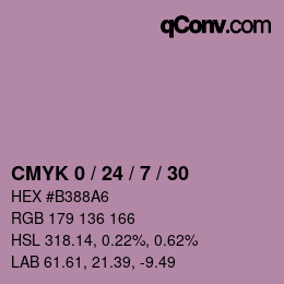 カラーコード: CMYK 0 / 24 / 7 / 30 | qconv.com