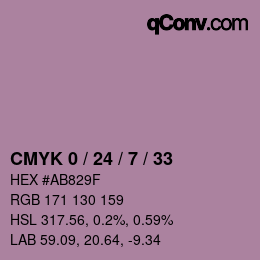 カラーコード: CMYK 0 / 24 / 7 / 33 | qconv.com