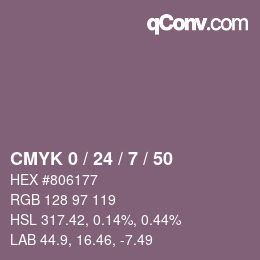 カラーコード: CMYK 0 / 24 / 7 / 50 | qconv.com