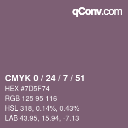 カラーコード: CMYK 0 / 24 / 7 / 51 | qconv.com