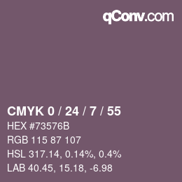 カラーコード: CMYK 0 / 24 / 7 / 55 | qconv.com