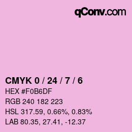 カラーコード: CMYK 0 / 24 / 7 / 6 | qconv.com