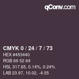 カラーコード: CMYK 0 / 24 / 7 / 73 | qconv.com