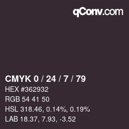 カラーコード: CMYK 0 / 24 / 7 / 79 | qconv.com