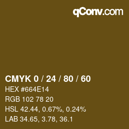 カラーコード: CMYK 0 / 24 / 80 / 60 | qconv.com