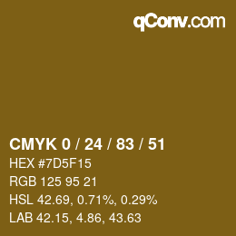 Código de color: CMYK 0 / 24 / 83 / 51 | qconv.com
