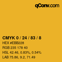 カラーコード: CMYK 0 / 24 / 83 / 8 | qconv.com