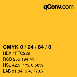 Color code: CMYK 0 / 24 / 84 / 0 | qconv.com