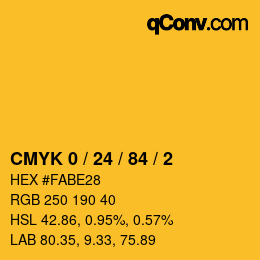 Color code: CMYK 0 / 24 / 84 / 2 | qconv.com