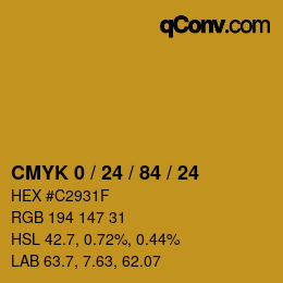 颜色代码: CMYK 0 / 24 / 84 / 24 | qconv.com