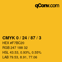 カラーコード: CMYK 0 / 24 / 87 / 3 | qconv.com