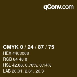 Farbcode: CMYK 0 / 24 / 87 / 75 | qconv.com
