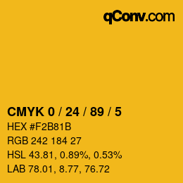 Farbcode: CMYK 0 / 24 / 89 / 5 | qconv.com