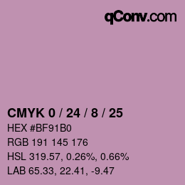 Farbcode: CMYK 0 / 24 / 8 / 25 | qconv.com