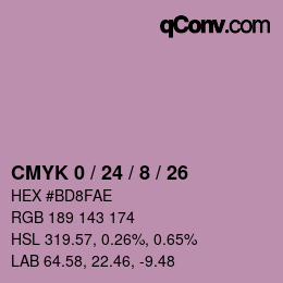Farbcode: CMYK 0 / 24 / 8 / 26 | qconv.com