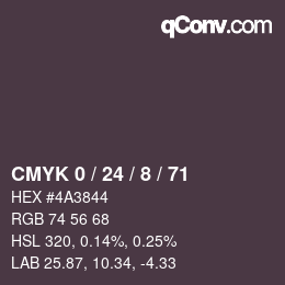 カラーコード: CMYK 0 / 24 / 8 / 71 | qconv.com