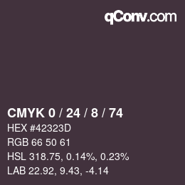 Farbcode: CMYK 0 / 24 / 8 / 74 | qconv.com
