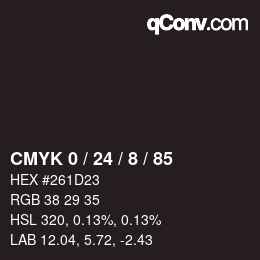 Farbcode: CMYK 0 / 24 / 8 / 85 | qconv.com