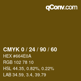 カラーコード: CMYK 0 / 24 / 90 / 60 | qconv.com