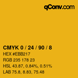 カラーコード: CMYK 0 / 24 / 90 / 8 | qconv.com