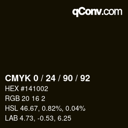 カラーコード: CMYK 0 / 24 / 90 / 92 | qconv.com