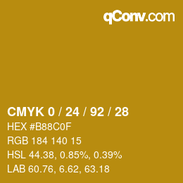 Color code: CMYK 0 / 24 / 92 / 28 | qconv.com