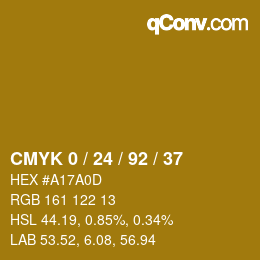 Farbcode: CMYK 0 / 24 / 92 / 37 | qconv.com
