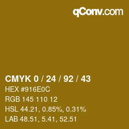 Color code: CMYK 0 / 24 / 92 / 43 | qconv.com