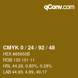 カラーコード: CMYK 0 / 24 / 92 / 48 | qconv.com