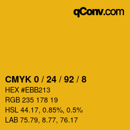 Farbcode: CMYK 0 / 24 / 92 / 8 | qconv.com