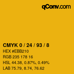 カラーコード: CMYK 0 / 24 / 93 / 8 | qconv.com