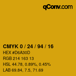 Color code: CMYK 0 / 24 / 94 / 16 | qconv.com