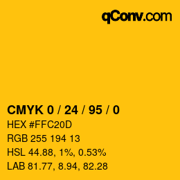 Farbcode: CMYK 0 / 24 / 95 / 0 | qconv.com