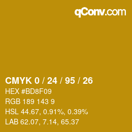Color code: CMYK 0 / 24 / 95 / 26 | qconv.com