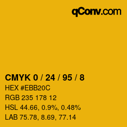 カラーコード: CMYK 0 / 24 / 95 / 8 | qconv.com