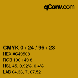 カラーコード: CMYK 0 / 24 / 96 / 23 | qconv.com