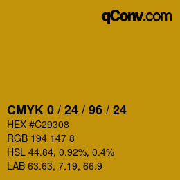 カラーコード: CMYK 0 / 24 / 96 / 24 | qconv.com