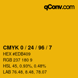 颜色代码: CMYK 0 / 24 / 96 / 7 | qconv.com