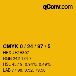 Color code: CMYK 0 / 24 / 97 / 5 | qconv.com