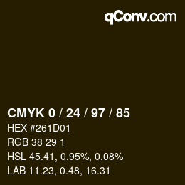 カラーコード: CMYK 0 / 24 / 97 / 85 | qconv.com
