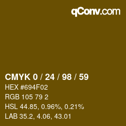 Color code: CMYK 0 / 24 / 98 / 59 | qconv.com