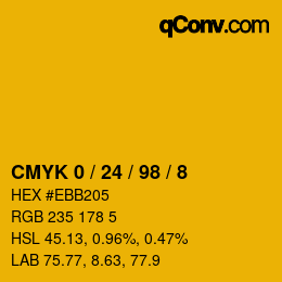 カラーコード: CMYK 0 / 24 / 98 / 8 | qconv.com
