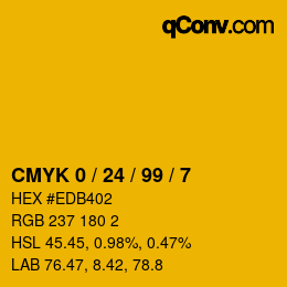 Farbcode: CMYK 0 / 24 / 99 / 7 | qconv.com
