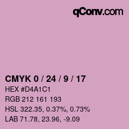 カラーコード: CMYK 0 / 24 / 9 / 17 | qconv.com