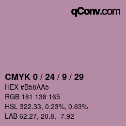 カラーコード: CMYK 0 / 24 / 9 / 29 | qconv.com