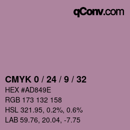 カラーコード: CMYK 0 / 24 / 9 / 32 | qconv.com