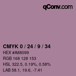 Farbcode: CMYK 0 / 24 / 9 / 34 | qconv.com