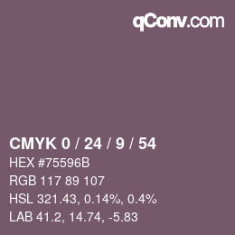 カラーコード: CMYK 0 / 24 / 9 / 54 | qconv.com