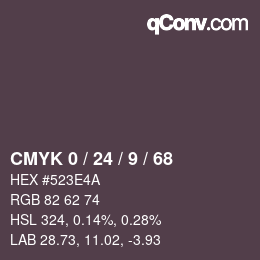 カラーコード: CMYK 0 / 24 / 9 / 68 | qconv.com
